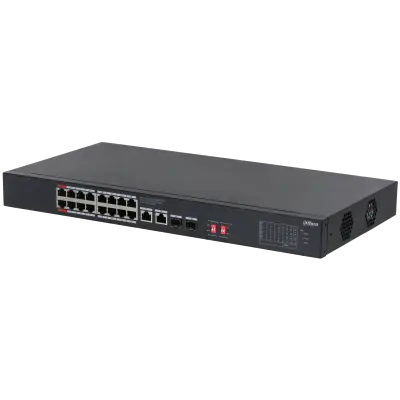 Switch Dahua cu 20 porturi 16x PoE , accepta BT 90W, Port 1-2 90W, portul 3-16 30W, total 190W Disponibil imediat