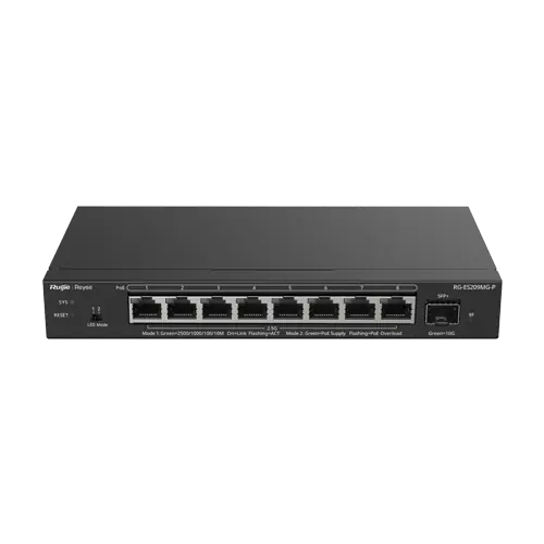 Switch 8 x RJ45 2.5G PoE, 1 x SFP+ 10G, Cloud Management - Ruijie Reyee RG-ES209MG-P Preț redus