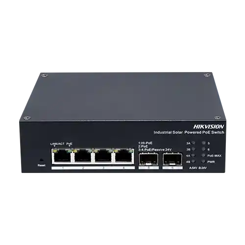 Switch industrial 4 x 1G PoE, 2 x SFP 1G, RS485, Alimentare prin panou solar, Management - HIKVISION DS-3T1506HP-EI-UPS Transport gratuit