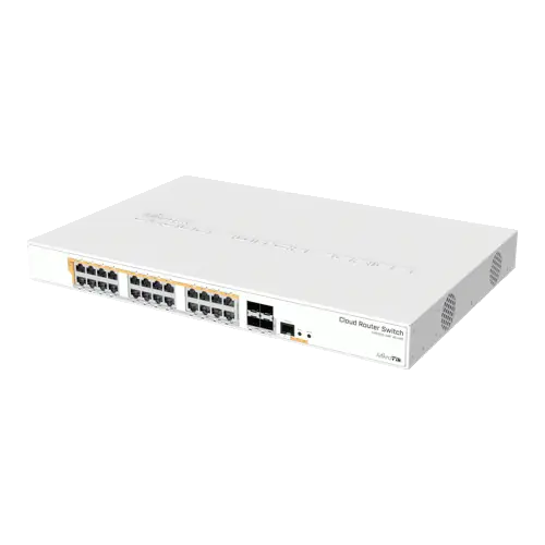 Retur gratuit Cloud Router Switch 24 x Gigabit PoE+ Out 450W, 4 x SFP+ 10Gbps - Mikrotik CRS328-24P-4S+RM
