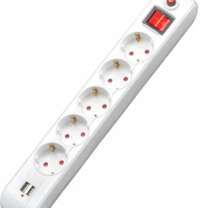 Cel mai bun preț PRELUNGITOR SPACER, Schuko x 5, conectare prin Schuko (T), USB x 2, cablu 1.8 m, 16 A, max. 3500W, protectie supratensiune, negr