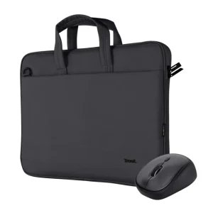 Set Geanta Trust Bologna pentru 16inch + Mouse Optic, USB Wireless, Negre Retur ușor