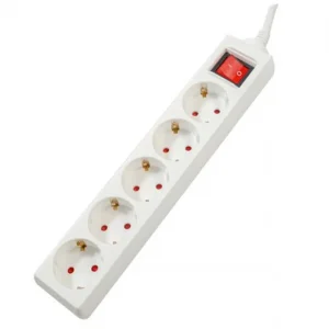 Prelungitor Spacer SCHUKO X 5, protectie supratensiune, copii, cablu 1.8 M, 3500W, Alb Super ofertă