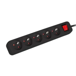 Prelungitor 1.5m, 5 prize , cu intrerupator, cablu din cupru de calitate superioara, Negru Retur ușor
