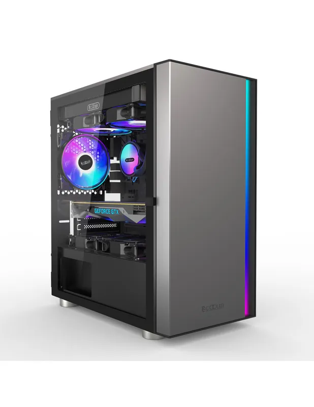 CARCASA PCCOOLER, Middle Tower, mATX, ITX, fara sursa, sticla securizata, 1 ventilator inclus ARGB, negru, USB 3.2 gen 1 x 1, US Premium