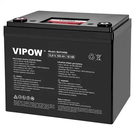 Calitate înaltă Acumulator LiFePO4 VIPOW 12.8V 100Ah cu BMS, baterie litiu
