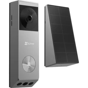 Transport gratuit Sonerie video Wi-Fi pe baterii cu panou solar EZVIZ, lentila duala 3MP+2MP, Iluminare nocturna color, IP65, CS-EP3x(3MP+2MP)