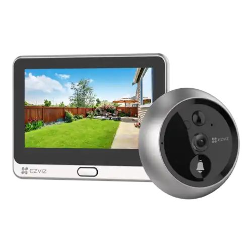 Plată securizată Vizor electronic smart, Wi-Fi, FullHD, monitor 4.3 inch, sonerie, acumulator 4600mAh, Argintiu - EZVIZ CS-DP2C-Silver