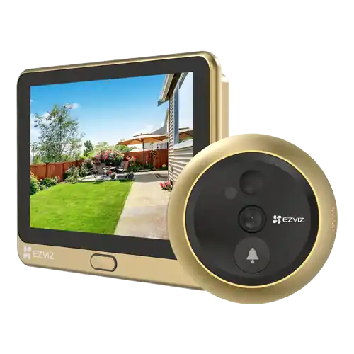 Cumpărături sigure Vizor electronic smart, Wi-Fi, FullHD, monitor 4.3 inch, sonerie, acumulator 4600mAh, Auriu - EZVIZ CS-DP2C-Golden