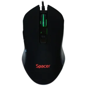 MOUSESPACER - gaming, cu fir, optic, USB, 2400 dpi, 6/1, iluminare, negru, "SP-GM-01", (include TV 0.15 lei) Livrare rapidă