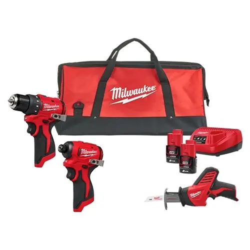 Cumpără online Kit profesional M12BLPP4A, 3 scule brushless, 2 acumulatori M12B2, 1 incarcator C12C si o geanta - Milwaukee MLWK-4933499693