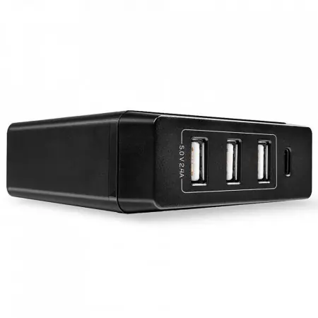Vezi acum Statie incarcare Lindy 4 porturi USB C si A, putere 72W, conectori: intrare: IEC C8, iesire: 1 x USB C (Female), 3 x USB (Female), negru