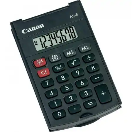 Calculator buzunar Canon AS8, 8 digiti, display LCD, alimentare baterie, functii: radacina patrata, procentaj, tasta total. Premium