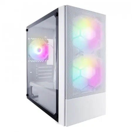 "Case X4-M(M-ATX) WHITE, FRONT PANEL:METAL MESH COVER LEFT SIDE PANEL:TEMPERED GLASS" Front: 2*14cm RGB fan, F1-PLUS-W 14cm fan 4PIN(Molex) Rear: 1*12cm RGB fan,F1-W 12cm fan 4PIN(Molex) Ofertă specială