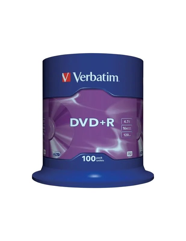 DVD+R VERBATIM4.7GB, 120min, viteza 16x, 100 buc, Single Layer, spindle, "Matt Silver" "43551" Livrare gratuită