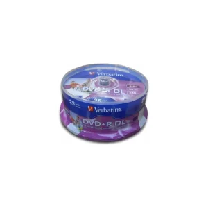 Ofertă exclusivă DVD+R VERBATIM8.5GB, 240min, viteza 8x, 25 buc, Double Layer, spindle, printabil, "Wide Inkjet Printable" "43667"
