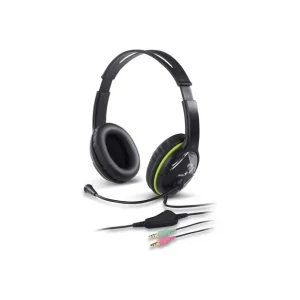 Cel mai vândut CASTI Genius, "HS-400A", cu fir, standard, utilizare multimedia, microfon pe brat, conectare prin Jack 3.5 mm x 2, negru, "31710