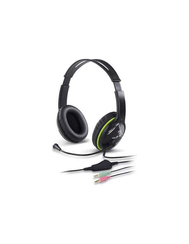 Cel mai vândut CASTI Genius, "HS-400A", cu fir, standard, utilizare multimedia, microfon pe brat, conectare prin Jack 3.5 mm x 2, negru, "31710