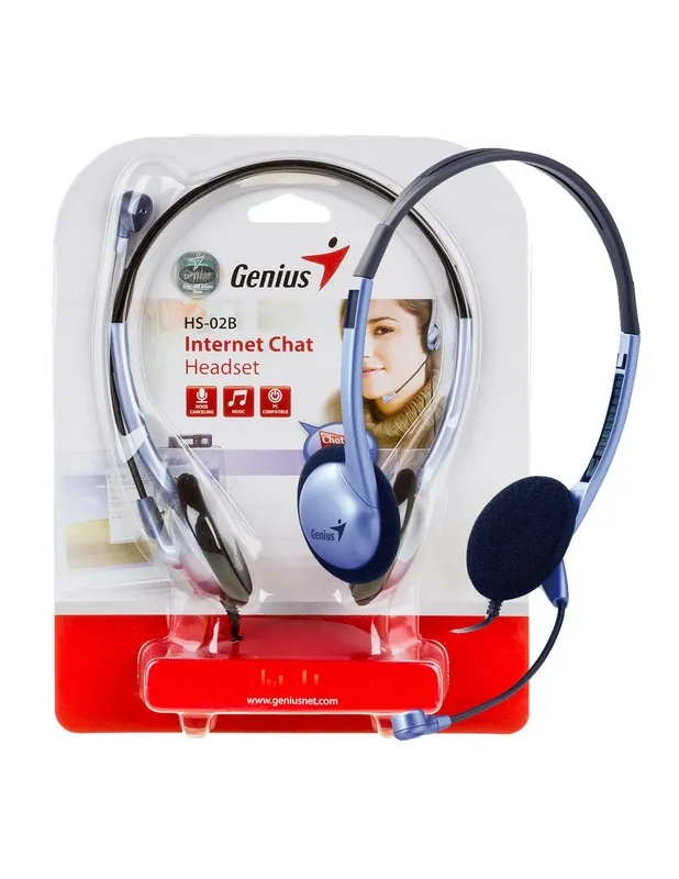 CASTI Genius, "HS-02B", cu fir, standard, utilizare multimedia, microfon pe brat, conectare prin Jack 3.5 mm x 2, albastru, "317 Ultima șansă