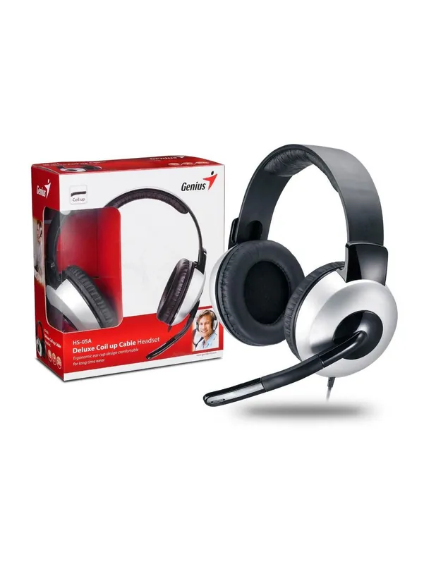 CASTI Genius, "HS-05A", cu fir, gaming, utilizare multimedia, microfon pe brat, conectare prin Jack 3.5 mm x 2, negru / argintiu Ofertă exclusivă