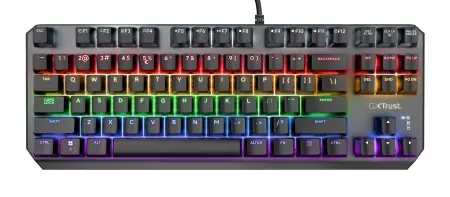 Tastatura Trust GXT834 Callaz Tenkeyless cu fir mecanica, negru Disponibil imediat