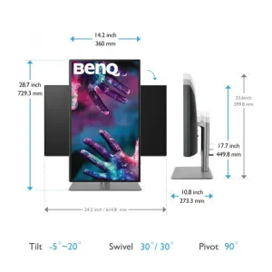 Preț promoțional Monitor BenQ 27" PD2725U, IPS, iluminare de fundal cu leduri, 4K 3840x2160, 250 cd/ mp, max 400 cd/ mp, HDR10,VESA DisplayHDR 40