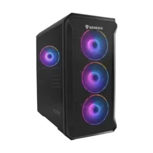 Carcasa GENESIS IRID 503 V2 Mini Tower ARGB NEGRU, Tempered Glass, Sloturi Expansiune 5, Drive Bays: 2x3.5" 3x2.5", Ventilatoare Suportate: 6 (spate: 1x120mm, fata: 3x120mm sau 2x140mm, sus: 2x120mm sau 2x140mm), Ventilatoare Incluse: 4 (4x120mm), Format Ofertă specială