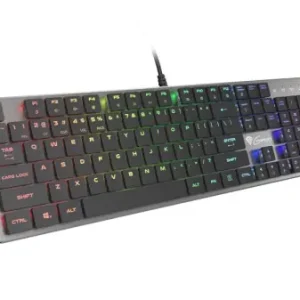 Tastatura gaming mecanica cu fir Genesis Thor 420 , iluminare RGB, switch Content Slim Blue, numar taste 104, 12 butoane multimedia, lungime cablu 165m, dimensiuni 418 x 113 x 24 mm, gri Cumpără online