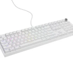 Tastatura gaming mecanica cu fir Genesis Thor 404, iluminare RGB, switch Linear, switch model Gateron Yellow Pro, numar taste 107, 11 butoane multimedia, lungime cablu 1.8m, dimensiuni 439 x 133 x 41 mm, alb Chilipir