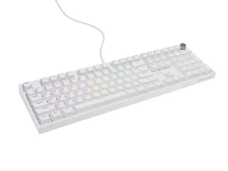 Tastatura gaming mecanica cu fir Genesis Thor 404, iluminare RGB, switch Linear, switch model Gateron Yellow Pro, numar taste 107, 11 butoane multimedia, lungime cablu 1.8m, dimensiuni 439 x 133 x 41 mm, alb Chilipir