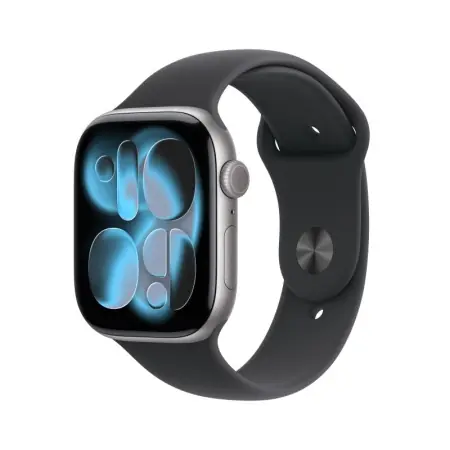 Ofertă de sezon Apple Watch Series 11 GPS 46mm Space Grey Aluminium Case with Black Sport Band - S/M