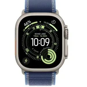 Apple Watch Ultra 3 GPS + Cellular 49mm Natural Titanium Case with Blue/Bright Blue Trail Loop - S/M Transport gratuit