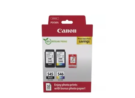 Calitate înaltă Canon pachet cartuse cearneala PG-545/CL-546 PHOTO VALUE PACK, capacitate negru: 180 pagini/8ml, Color: 180 pagini / 8ml, Compatibil cu: PIXMA 2550S, PIXMA IP2850, PIXMA MG2450, PIXMA MG2550, PIXMA MG2950, PIXMA MG3050, PIXMA MG3051, PIXMA MG3052, PIXMA