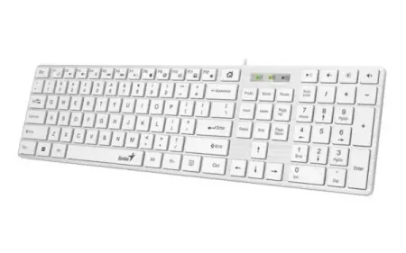 Expediere rapidă Tastatura Genius SlimStar 126 cu fir, USB, multimedia, 104 taste + 12 taste multimedia, alb