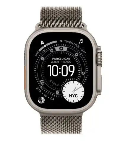 Ieftin Apple Watch Ultra 3 GPS + Cellular 49mm Natural Titanium Case with Natural Titanium Milanese Loop - Medium