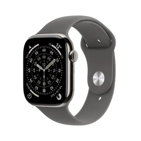 Apple Watch Series 11 GPS + Cellular 42mm Natural Titanium Case with Stone Grey Sport Band - S/M Cumpărături sigure