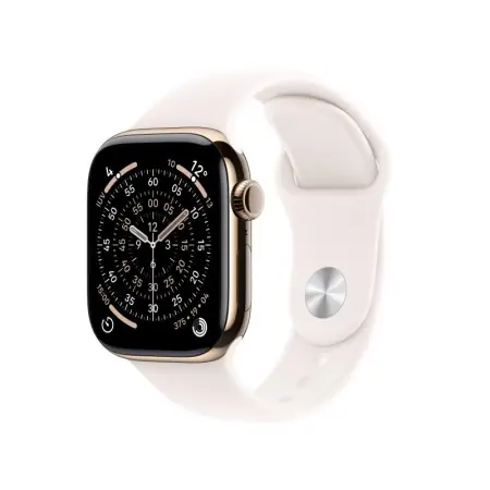 Apple Watch Series 11 GPS + Cellular 42mm Gold Titanium Case with Light Blush Sport Band - S/M Chilipir