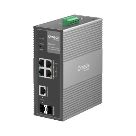Switch Industrial Easy Managed, 6 porturi:4× Gigabit RJ45 Ports (1× PoE++, 3× PoE+), 1× Gigabit Combo RJ45/SFP Slot, 1× Gigabit SFP Slot, capacitate switch 12 Gbps Chilipir