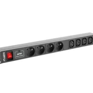 Unitate distributie alimentare PDU 19", 1U, 10A, 4 prize si 4 prize IEC C13, negru, C14 Transport gratuit