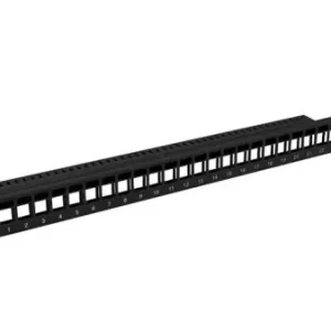 Ultima șansă Patch panel gol 24 porturi 1U pentru module Keystone, negru