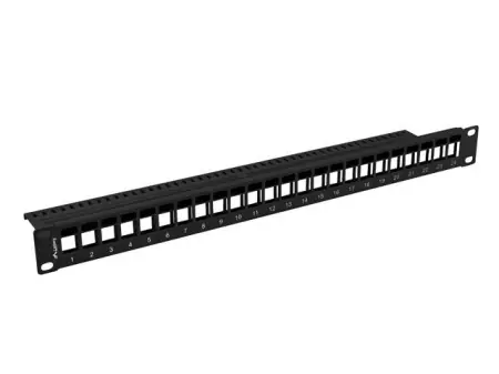 Ultima șansă Patch panel gol 24 porturi 1U pentru module Keystone, negru