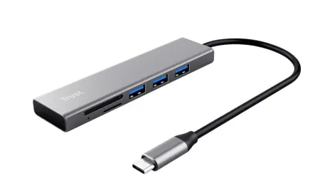 Hub Trust Halyx Cardreader, 3 porturi USB 3.2, gri Disponibil imediat
