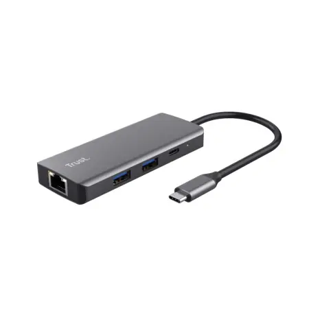 Adaptor Trust Dalyx 6-1, 4 porturi USB, material rABS (ABS Copolymer) 98%, HDMI V 2.0 (3840*2160@60Hz, 1080P@120HZ, Giga Lan (1Gbps, gri Noutate