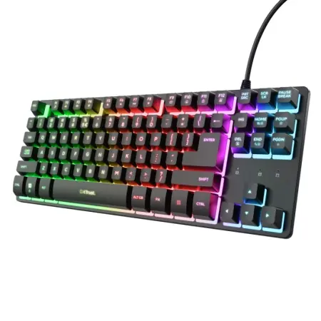 Doar azi Tastatura Trust cu fir GXT833W Thado TKL, numar butoane 87, interfata USB 2.0, conector USB-A male, compatibila cu PS4, Xbox One, Nintendo Switch, PS5, negru