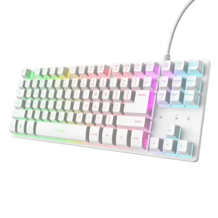 Discount Tastatura Trust cu fir GXT833W Thado TKL, numar butoane 87, interfata USB 2.0, conector USB-A male, compatibila cu PS4, Xbox One, Nintendo Switch, PS5, alb