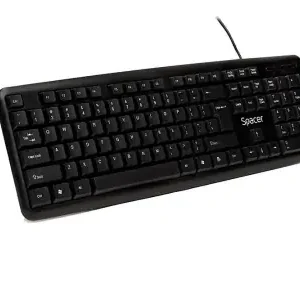 Retur gratuit Tastatura Spacer SPKB-520 cu fir, USB, 104 taste, anti-spill, negru