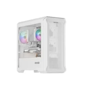 Carcasa GENESIS IRID 503 LITE Mini Tower ARGB ALB, Tempered Glass, Sloturi Expansiune 5, Drive Bays: 2x3.5" 3x2.5", Ventilatoare Suportate: 6 (spate: 1x120mm, fata: 3x120mm sau 2x140mm, sus: 2x120mm sau 2x140mm), Ventilatoare Incluse: 1 (spate: 1x120mm), Lichidare de stoc