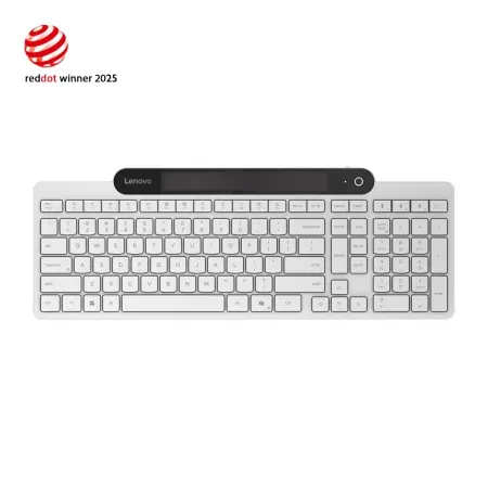 Vezi acum Tastatura Lenovo 800 Self-Charging Bluetooth; reincarcabila cu ajutorul luminii ambientale, fara spatiu destinat bateriilor clasice; layout: US; conectivitate: BT 5.1, se poate conecta la 3 dispozitive; greutate: 635g; compatibil cu Windows 10, Windows