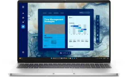 Laptop DELL PRO 16 PC16250, 16", Non-Touch, FHD+, IPS, 300 nits, 45% NTSC, Anti-Glare, FHD+IR Cam, ENERGY STAR Qualified, EPEAT Gold with Climate+, Platinum silver color, metallic finish, Intel(R) Core(TM) Ultra 5 235U vPro(R) (12 TOPS NPU, 12 cores, up Ofertă de sezon