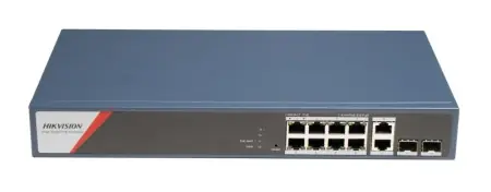 Switch PoE Hikvision DS-3E1512HP-SI-8P2T2F: 8 x 10/100/1000 Mbps PoE Ports, 2 × 10/100/1000 Mbps RJ45, 2 x 10/100/1000 Mbps SFP, 8 porturi PoE maxim 90W, buget PoE 130W, tensiune alimentare: 100-240V~ 50/60Hz 2.5A, dimensiuni: 335 mm × 44.5 mm × 175.8 Comandă acum